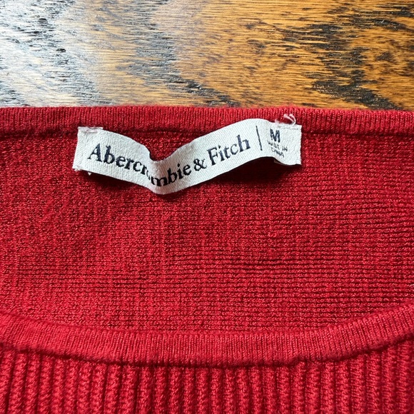 Red Ribbed Long Sleeve Top - Picture 4 of 4